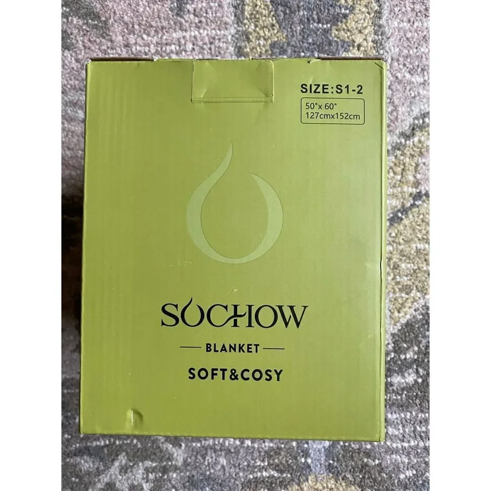 Sochow Botanical MintGreen and White Throw Blanket